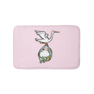 The Stork Carries a Baby Girl Bath Mat