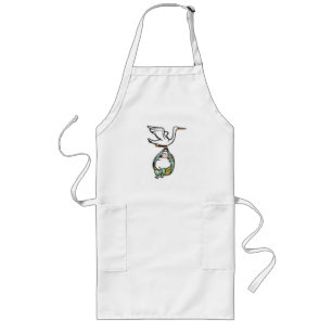 The Stork Carries a Baby Girl Long Apron