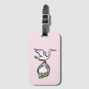 The Stork Carries a Baby Girl Luggage Tag