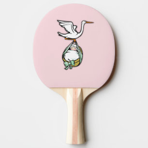 The Stork Carries a Baby Girl Ping Pong Paddle
