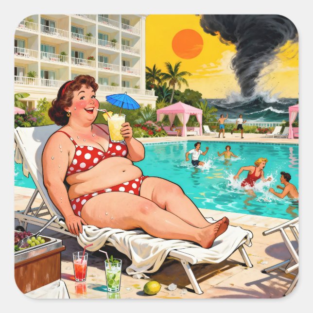“The Storm Can Wait” – A Self Denial Cartoon Square Sticker (Front)