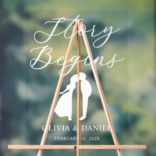 The Story Begins Personalized Wedding Welcome Acrylic Sign