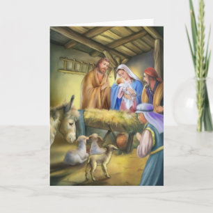 The story of nativity, the birth of Jesus Holiday Card