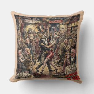 The Strasbourg Choreomania. Vintage Dancing Cat Cushion