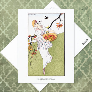 The Straw Hat George Barbier Fashion Postcard