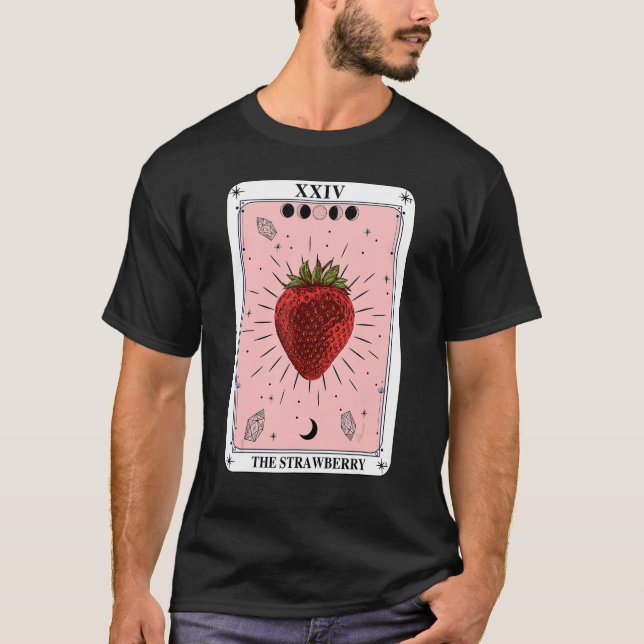 The Strawberry Tarot Card Crescent Moon  Fruit T-Shirt (Front)