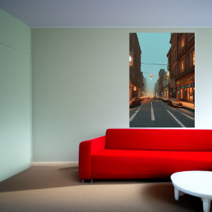The street in the city   AI Art  Poster