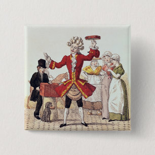 The Street Singer, engraved by Alois Senefelder 15 Cm Square Badge