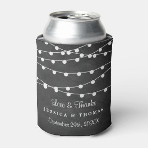 The String Lights On Chalkboard Wedding Collection Can Cooler