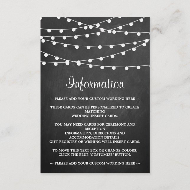 The String Lights On Chalkboard Wedding Collection Enclosure Card (Front)