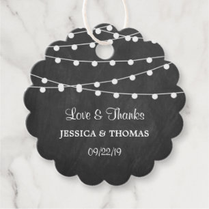 The String Lights On Chalkboard Wedding Collection Favour Tags