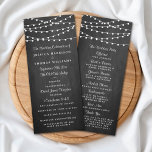The String Lights On Chalkboard Wedding Collection Programme<br><div class="desc">Simple yet elegant, the string lights on chalkboard wedding collection is a stunning design featuring lovely white hanging string lights on a chalkboard effect background, which is perfect for any modern wedding celebration. These programs can be personalised for your special occasion and would make the perfect order of service for...</div>