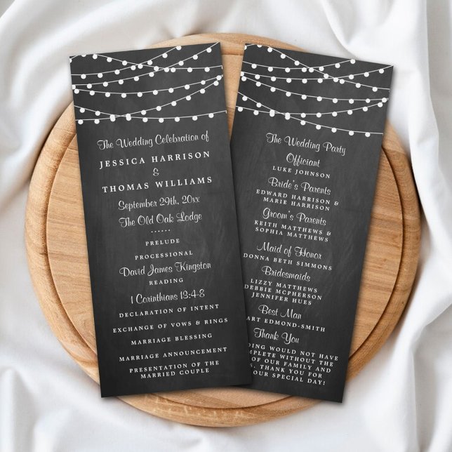 The String Lights On Chalkboard Wedding Collection Programme (Creator Uploaded)