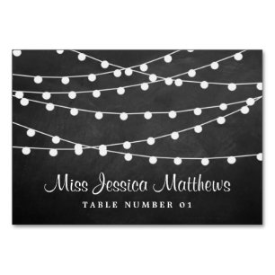The String Lights On Chalkboard Wedding Collection Table Number
