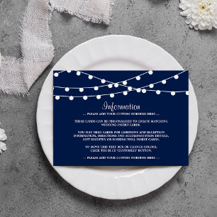 The String Lights On Navy Blue Wedding Collection Enclosure Card