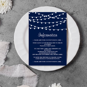 The String Lights On Navy Blue Wedding Collection Enclosure Card
