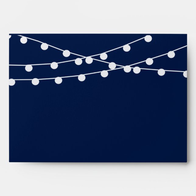 The String Lights On Navy Blue Wedding Collection Envelopes (Front)