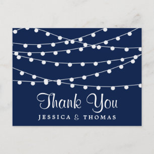 The String Lights On Navy Blue Wedding Collection Postcard