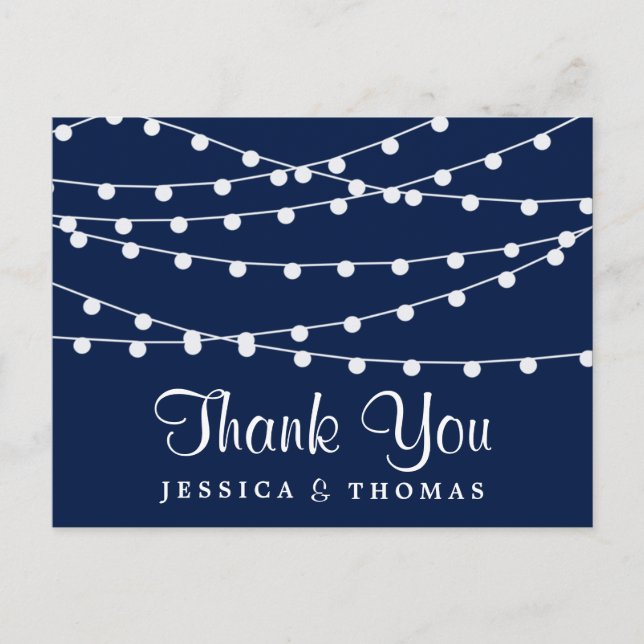 The String Lights On Navy Blue Wedding Collection Postcard (Front)