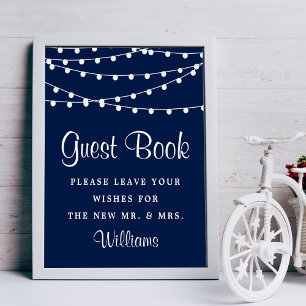 The String Lights On Navy Blue Wedding Collection Poster