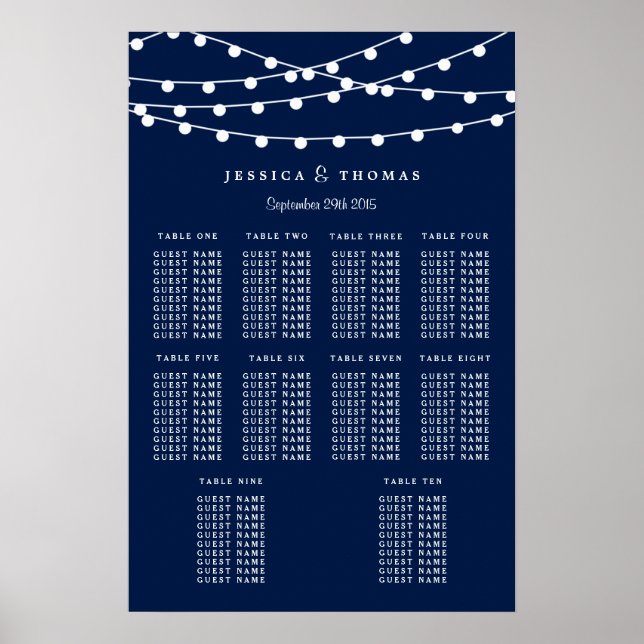 The String Lights On Navy Blue Wedding Collection Poster (Front)