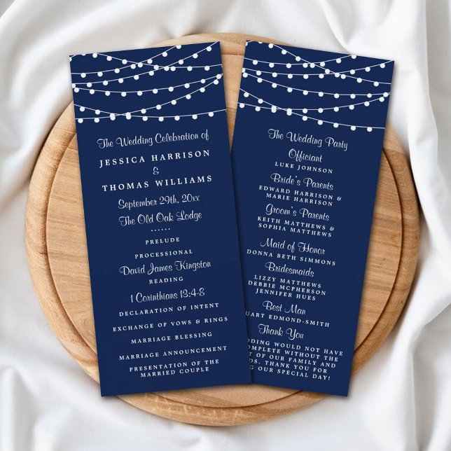 The String Lights On Navy Blue Wedding Collection Programme (Creator Uploaded)