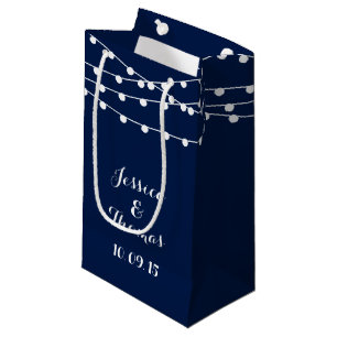 The String Lights On Navy Blue Wedding Collection Small Gift Bag