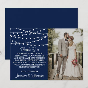 The String Lights On Navy Blue Wedding Collection Thank You Card