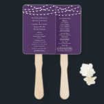 The String Lights On Purple Wedding Collection Hand Fan<br><div class="desc">Simple yet elegant, the string lights on purple wedding collection is a stunning design featuring lovely white hanging string lights on a purple background, which is perfect for any modern wedding celebration. These programs can be personalised for your special occasion and would make the perfect order of service for your...</div>
