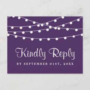 The String Lights On Purple Wedding Collection Invitation Postcard