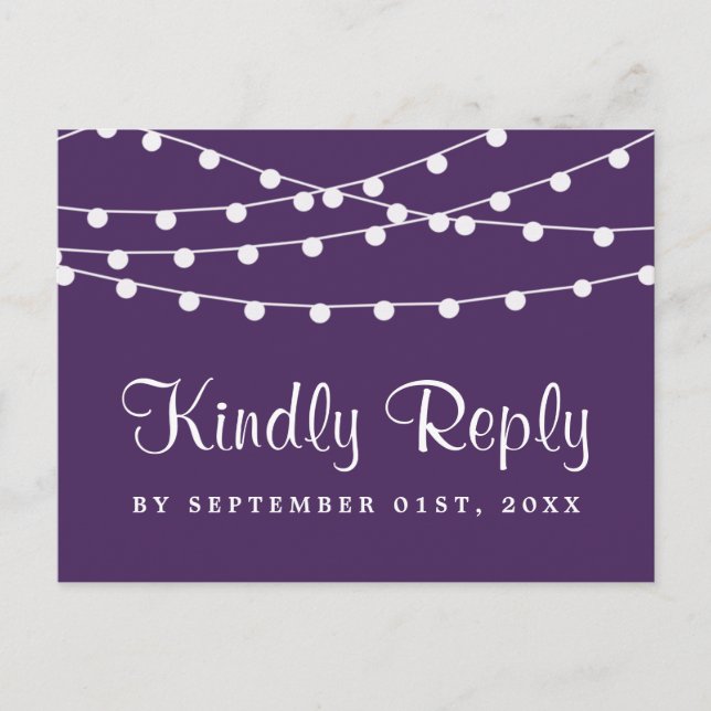 The String Lights On Purple Wedding Collection Invitation Postcard (Front)