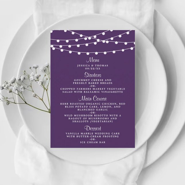 The String Lights On Purple Wedding Collection Menu (Creator Uploaded)
