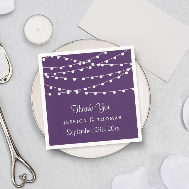 The String Lights On Purple Wedding Collection Napkin (Creator Uploaded)