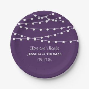 The String Lights On Purple Wedding Collection Paper Plate