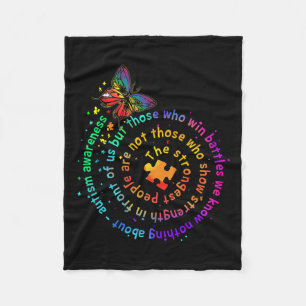 The Strongest People Butterfly Autism Awareness Fleece Blanket