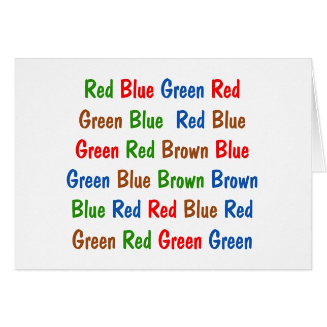 The Stroop Test Colours (Front Horizontal)