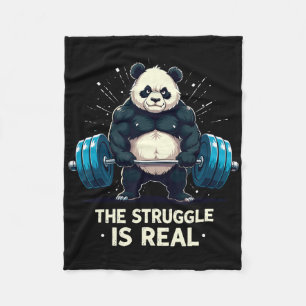 The Struggle Is Real Funny Gym Panda Workout Motiv Fleece Blanket