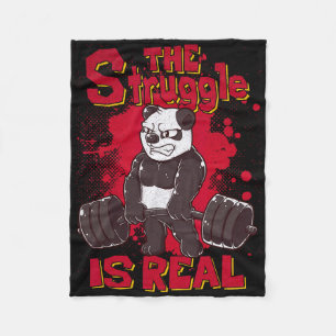 The Struggle Is Real Panda Shirt Fitness Gym Bodyb Fleece Blanket