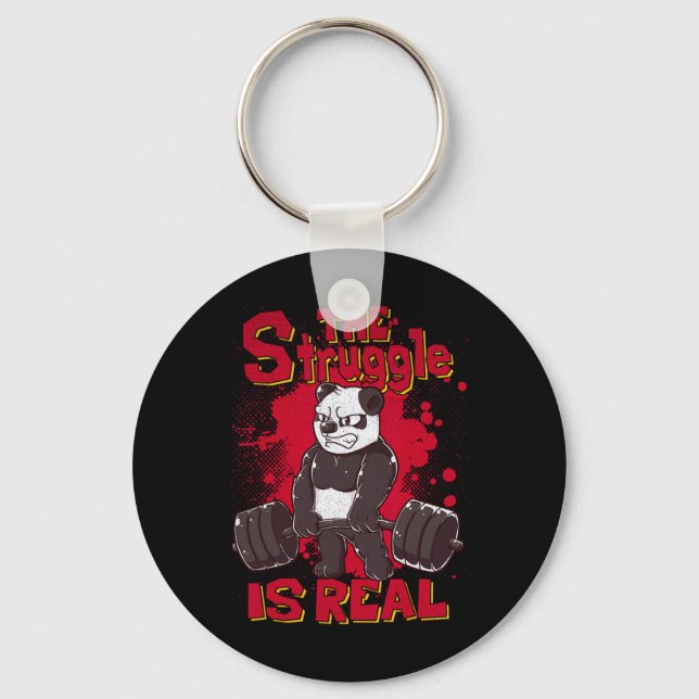 The Struggle Is Real Panda Shirt Fitness Gym Bodyb Key Ring (Front)