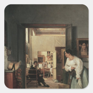 The Studio of Ingres in Rome, 1818 Square Sticker