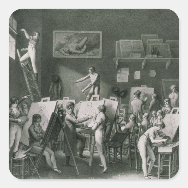 The Studio of Jacques Louis David Square Sticker (Front)