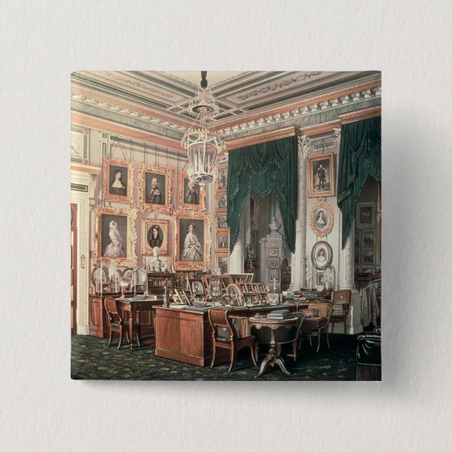 The Study of Alexander III  at Gatchina Palace 15 Cm Square Badge (Front)