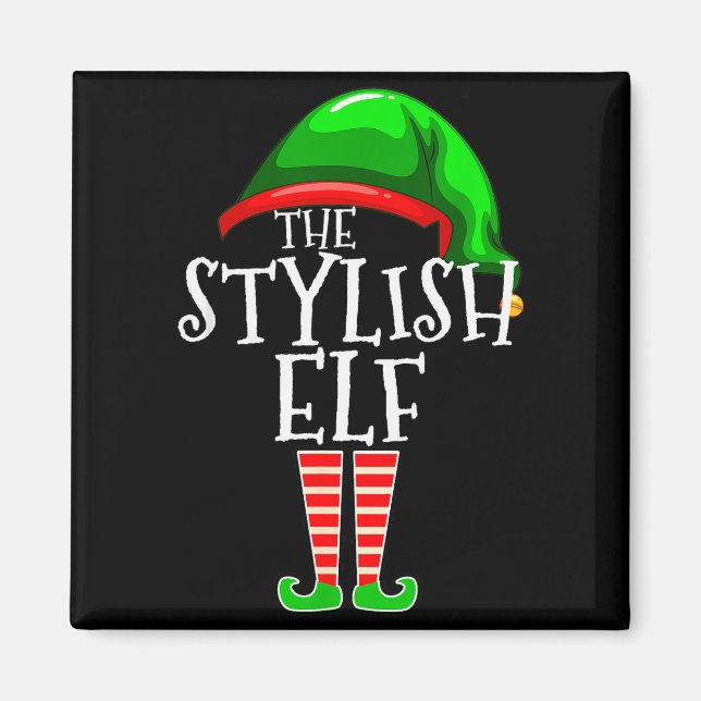 The Stylish Elf Group Matching Family Christmas  Magnet (Front)