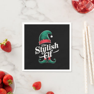 The Stylish Elf Group Matching Family Christmas  Napkin