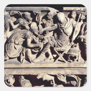 The submission of a barbarian to a Roman Square Sticker