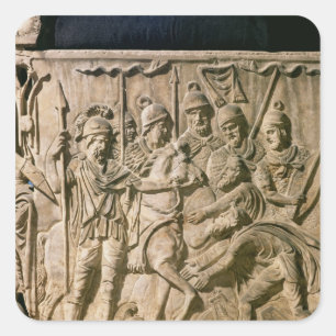 The submission of a barbarian to a Roman troop Square Sticker