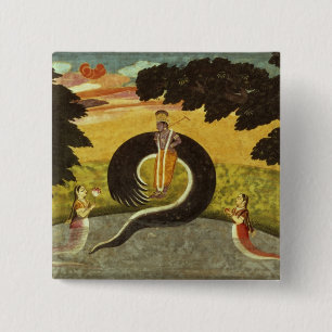 The submission of Kaliya, Basohli, Pahari 15 Cm Square Badge