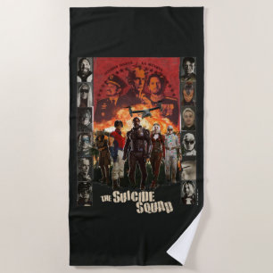 The Suicide Squad Exlposive Character Roster Beach Towel