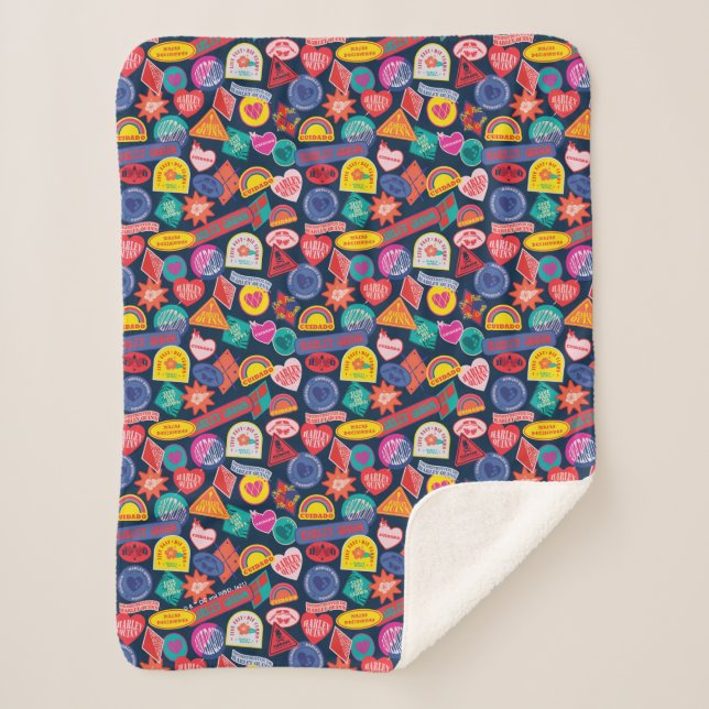 The Suicide Squad | Harley Quinn Badge Pattern Sherpa Blanket (Front)