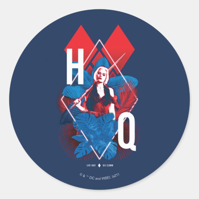 The Suicide Squad | Harley Quinn Fern & Diamonds Classic Round Sticker (Front)